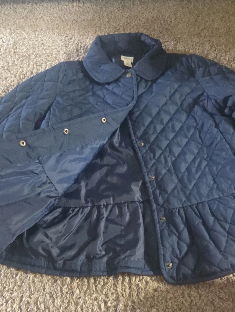 Crewcuts Navy Quilted Peplum Puffer Jacket